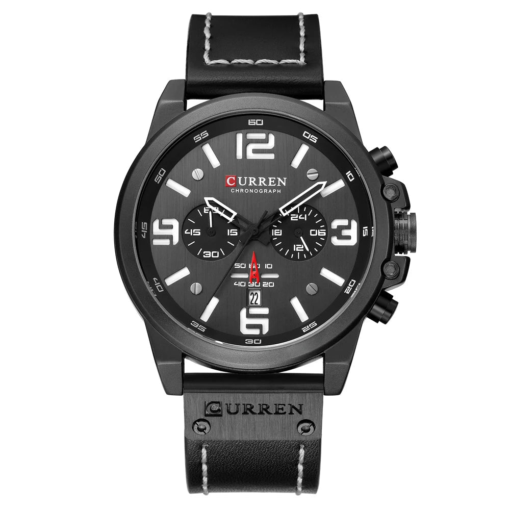 Relógio Masculino Pulseira De Couro Gear